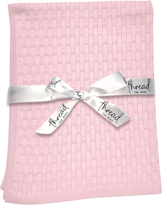 The Lattice Blanket - 100% Organic Cotton Baby Blanket, American Made, 30x40in - Bassinet, Crib, Stroller - Gift Registry Baby Shower for Newborns and Kids (Baby Pink)