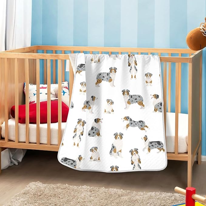 Ollabaky Australian Shepherd Dog Baby Blanket for Boys Girls Cotton Throw Blanket Swaddle Blanket for Crib Stroller Nursery Receiving Blanket Infant Toddler Unisex 30"x40"