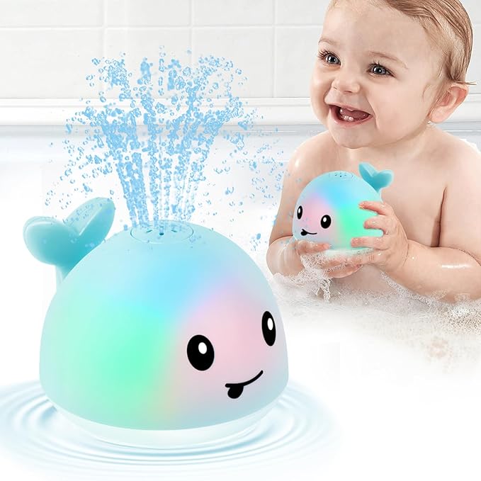 Gigilli Whale Bath Toy Sprinkler, Baby Bath Toys for Babies 6-12-18 Month Toddler Pool Water Toy, Light Up Bath Toys for Kids Ages 1-3, 1 Year Old Boy Girl Gift Infant Birthday Bathtub Water Table Toy