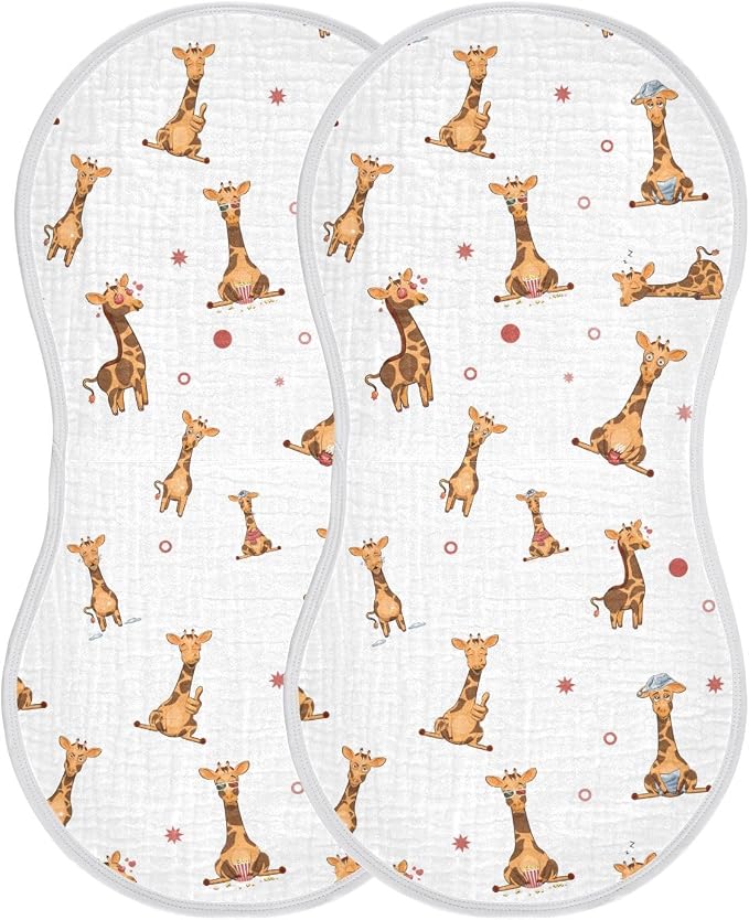 vvfelixl Burp Cloths Funny Giraffe Emotions for Baby Boy Girls Baby Washcloths Burp Rags 1 Pack White