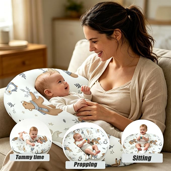 Nursing Pillow Breastfeeding Pillow Removable cover Machine washable | Conforming to ergonomic design. Detachable cover. Machine washable. Breathable fabric.Arm fatigue free Soft supportive fill