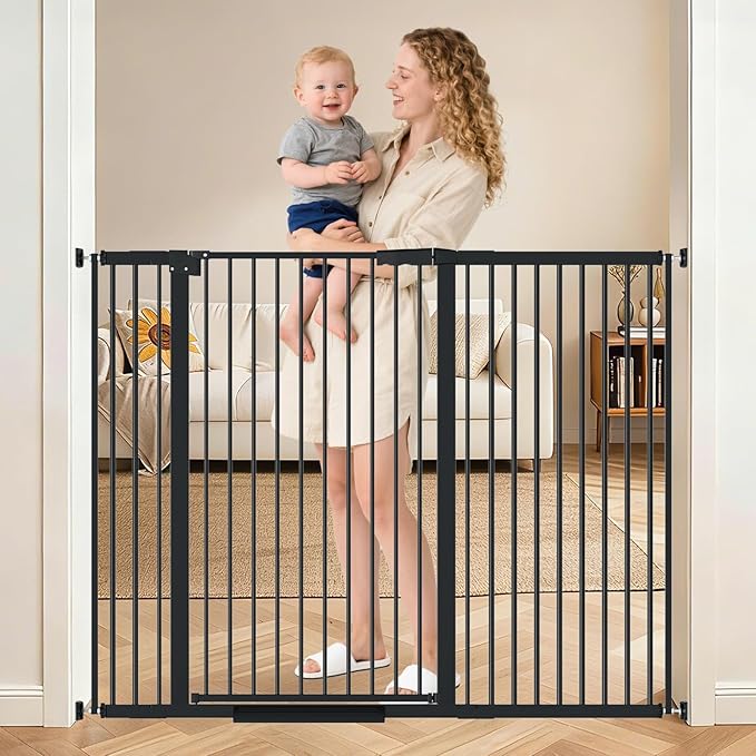 AiWMGL 40.55" Tall, 45.86-53.74 Inch Wide, 1.37" Ultra Narrow Spacing Dog Pet Baby Gate Indoor for Doorway Hallway, Pressure Mounted 46 47 48 49 50 51 52 53 Inches Wide Black