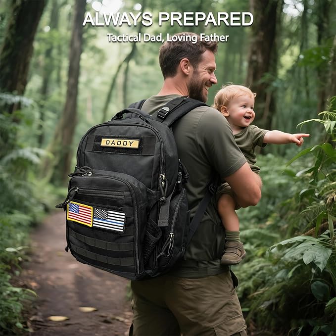 MIRACOL Dad Diaper Bag Military - Tactical Baby Backpack with Changing Pad for Outdoor Baby Care - Water-Resistant Fabric & MOLLE System Ideal for Travel Hiking Parks Grey