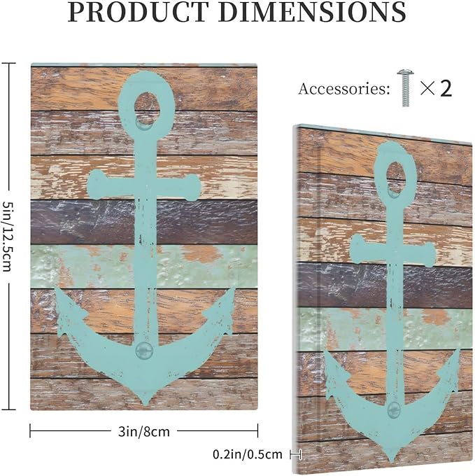 Timeworn Marine Weathered Wood Rustic Nautical Anchor Light Switch Cover Plate 1 Gang No Device Blank Electrical Wall Plates Faceplate Decorative Switch Plate Covers for Farmhouse Home Decor