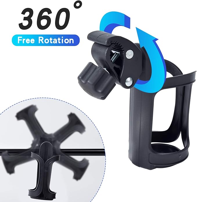 Universal Stroller Cup Holder, Upgrade Cup Holder for Walker, Attachable Bike Water Bottle Holder, Drink Holder Attachment for Wheelchair, Motorcycle, Scooter, Bicycle, Rolling Walker, Trolley