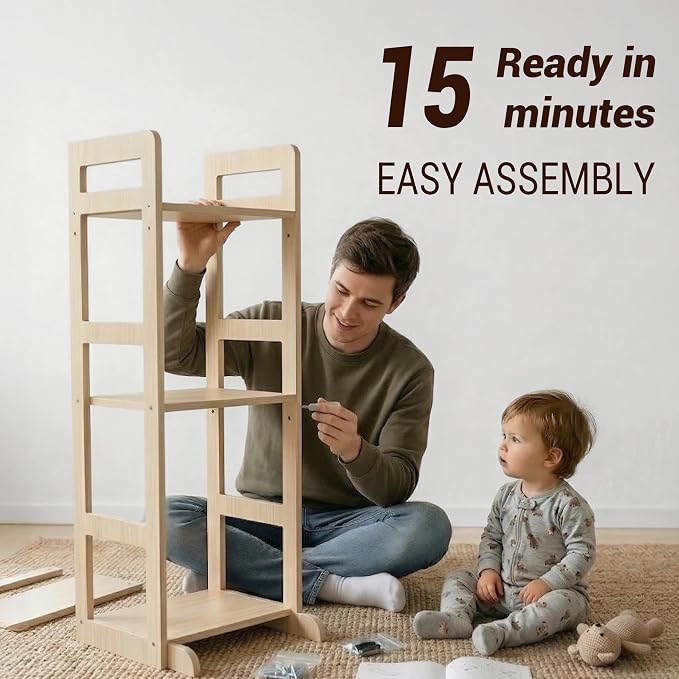 Kiddocood Kids Toy Storage Organizer with 12 Bins, 100% Solid Wood - Natural Finish Montessori Toy Organizer, BPA Free, CPC-Certified Playroom Organization for Living Room & Nursery, 52.3"