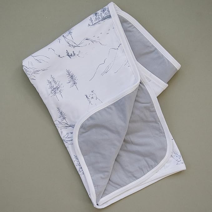 Pobibaby Premium 3-Layer Baby and Toddler Blanket ??Ultra-Soft Cotton Blend, Breathable Baby Blankets for Boys & Girls, 50''x50'' Soft Blanket, Neutral Design (Explore Monochrome)