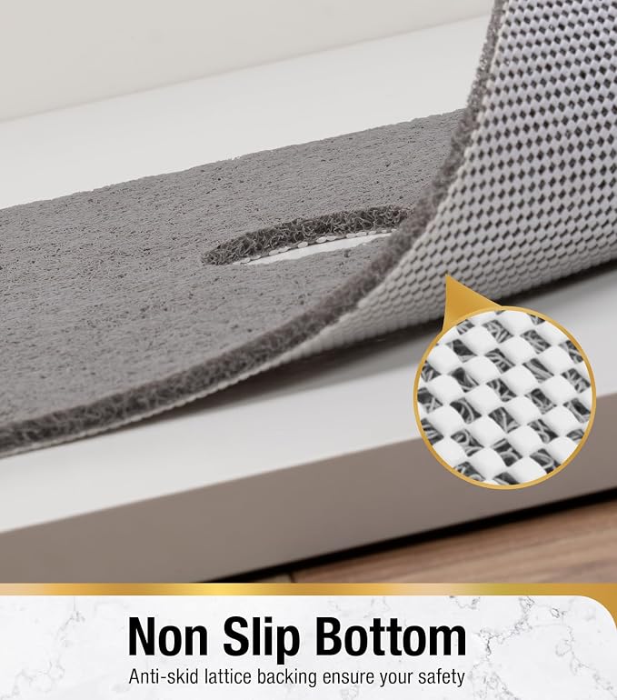 HITSLAM Shower Mat, 24x24 Inch Square Non Slip Bathtub Mat, Soft PVC Loofah Bath Mat for Tub with Hanging Holes, Quick Drying Shower Floor Mat, Without Suction Cups, Grey