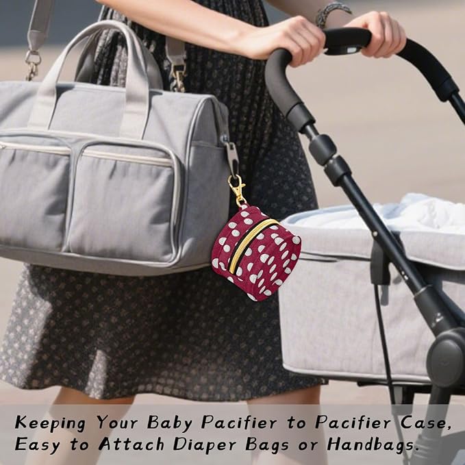 Volleyballs Red Print Pacifier Holder Case for Diaper Bag Portable Travel Pacifier Storage Case with Clip Pacifier Storage Container for Outdoor Purse Baby Girls Boys