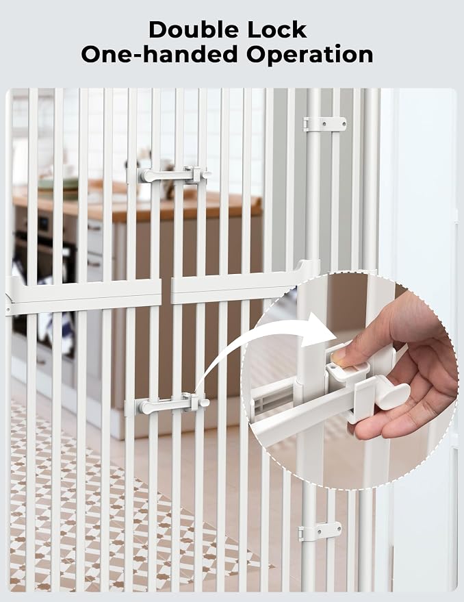 Extra Tall Cate Gate for Doorway: Pressure Mount 74.8"-90.5" Tall Cat Gate for Pets in Extra 30.3"-47.2" Width No Wall Drilling No Toddler for Indoor Stairs Hallway Room Safety Barrier