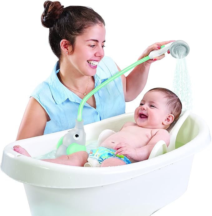 Yookidoo Baby Bath Shower Head - Elephant Water Pump with Trunk Spout Rinser - Control Water Flow from 2 Elephant Trunk Knobs for Maximum Fun in Tub or Sink for Newborn Babies