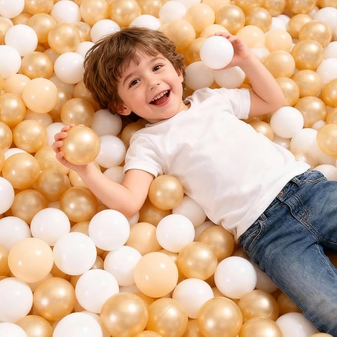 GOGOSO Ball Pit Balls for Toddlers, Brown Plastics Balls for Ball Pool Birhtday Party Girls Kids with Storage Bag, 2.17inchesï¼?00pcs