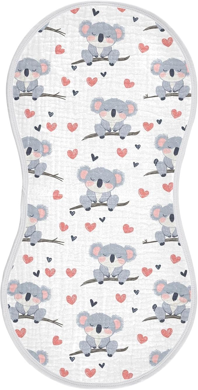 vvfelixl Cute Koala Bear on Trunk Burp Cloths for Baby Boy Girls Baby Washcloths Burp Rags 1 Pack