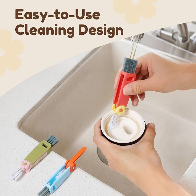 Upgraded 3 in 1 Cup Lid Cleaning Brush, 2026 New Multifunctional Lid Cleaner Brush, Portable Crevice Cleaning Brush Set for Baby Bottle Gap Tight Spaces
