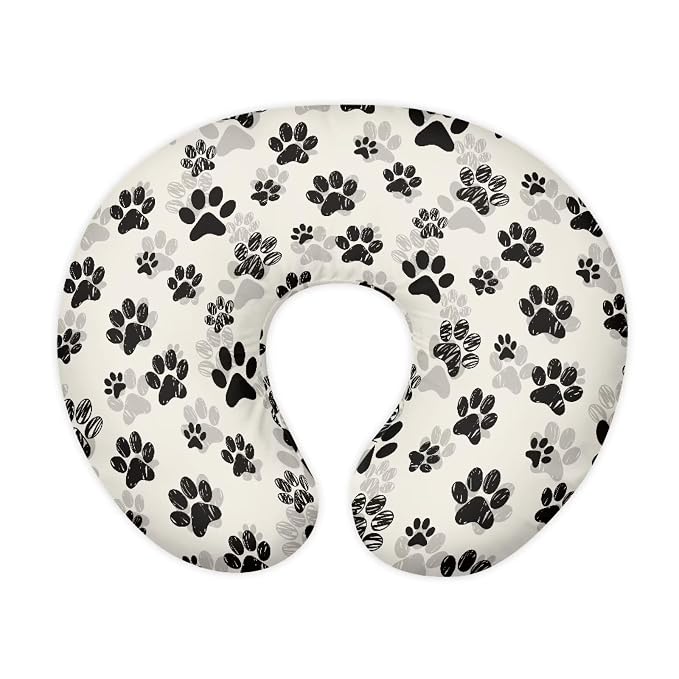 Dog Paws Nursing Pillow Case for Newborn Babies Skin-Friendly Breathable Feeding Pillows Support Cover with Hidden Zipper for Boys Girls New Parents Gift