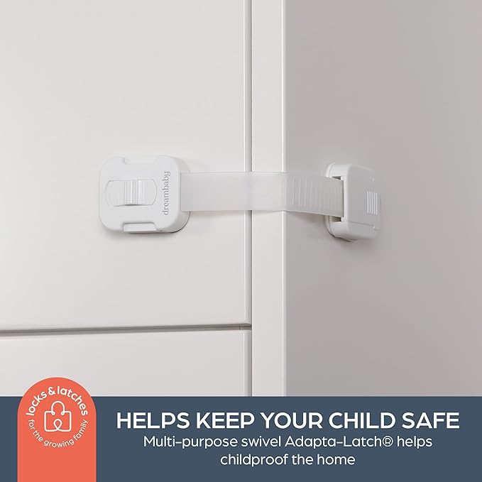 Dreambaby Multi-Purpose Swivel Adapta-Latch Cabinet Locks for Baby Proofing - 5 Adjustable Straps to Use as Fridge Locks, Cabinet Door Locks, Toilet Locks - 3M Adhesive for Easy Child Proofing Needs