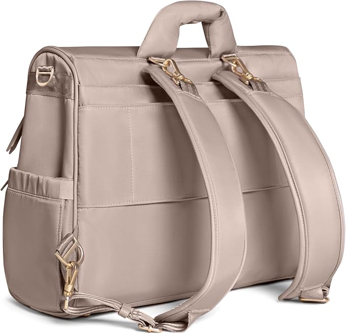 JuJuBe New Satchel Diaper Bag, Convertible Diaper Bag with Portable Changing Pad, Travel Backpack, For Carrying Baby Bottles, Baby Wipes, Diapers, Pacifiers, Snacks, Taupe, Mother's Day Gift