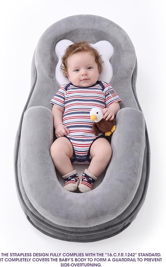 Baby Feeding Pillow with Washable 3D Mesh Cover, Extra Large Nursing Pillow for Mom, Adjustable Detachable Layers, High-Density Foam, Soft Modal Cover and Stable Base
