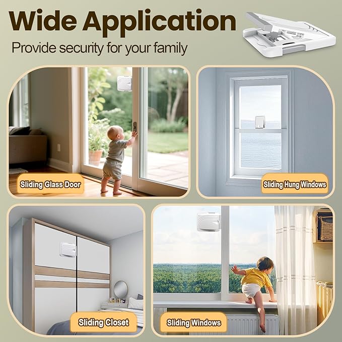 STERGDE Sliding Door Lock 6 Pack, Prevent children from opening sliding doors, sliding door baby proof, Easy To Install, For Sliding Glass Doors, Sliding Windows, Sliding Closets, Etc（Grey）