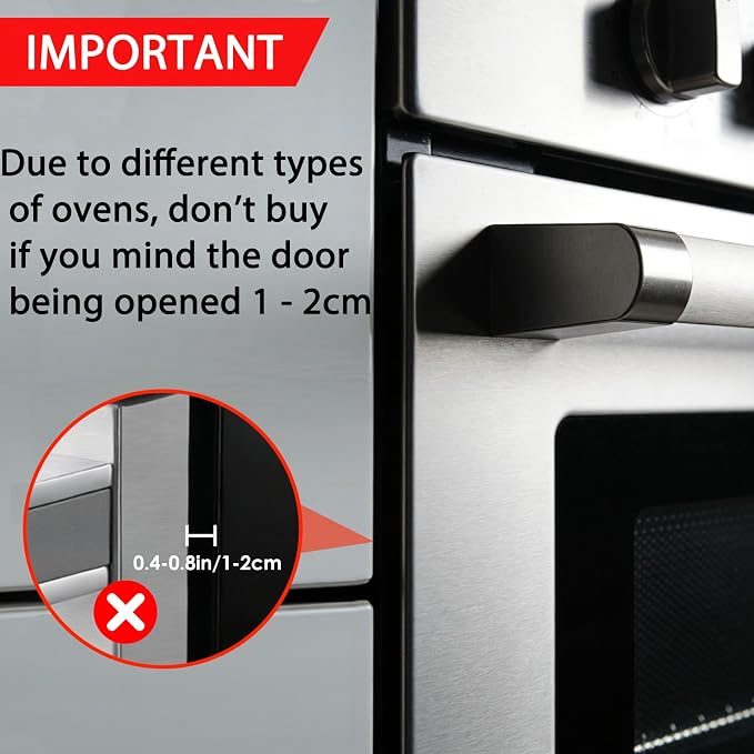 2-Pack Child Safety Oven Lock Heat Resistant Stove Door Latch No Drill Baby Proof Guard for Dishwasher Pet Protection Black