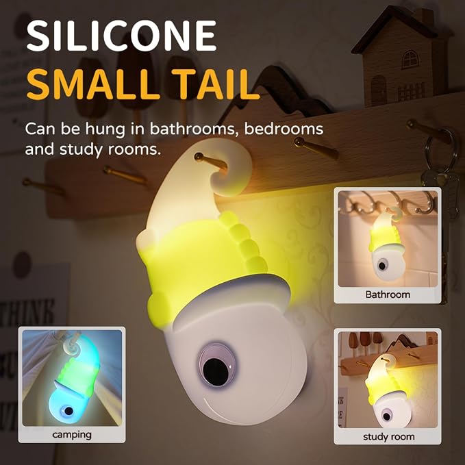 Night Light for Kids, Cute Soft Silicone Chameleon Lamp, Dimmable Timer Nursery Portable Kawaii Lamps, Bedside Lamp for Baby Toddler Adult(Chameleon - Blue)