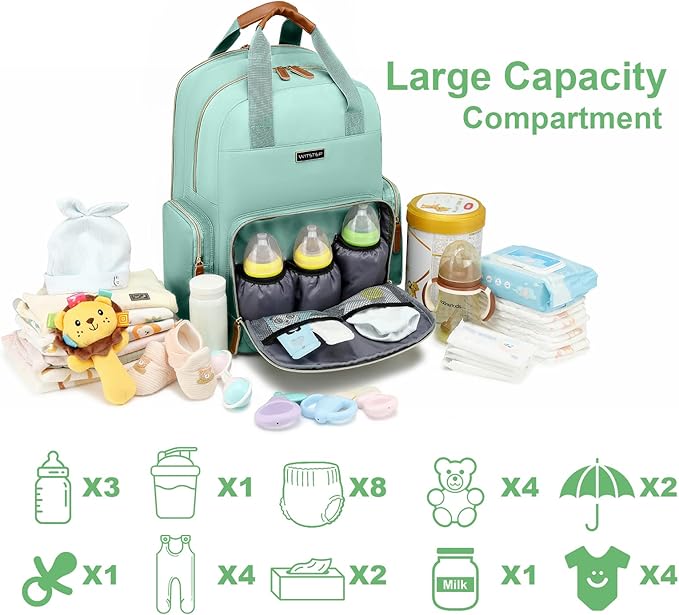 Diaper Bag Backpack with Changing Station, Baby Diaper Bag Organizer for Moms Dads Large Baby Changing Bags