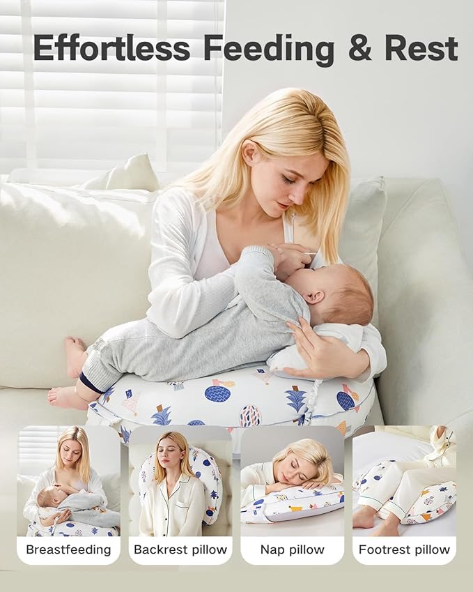 Nursing Pillow for Breastfeeding & Bottle Feeding ?“Breastfeeding Pillow with Adjustable Waist Strap, Feeding Pillow for Tummy Time,Removable Cotton Cover for Mom & Baby Comfort (Polka)