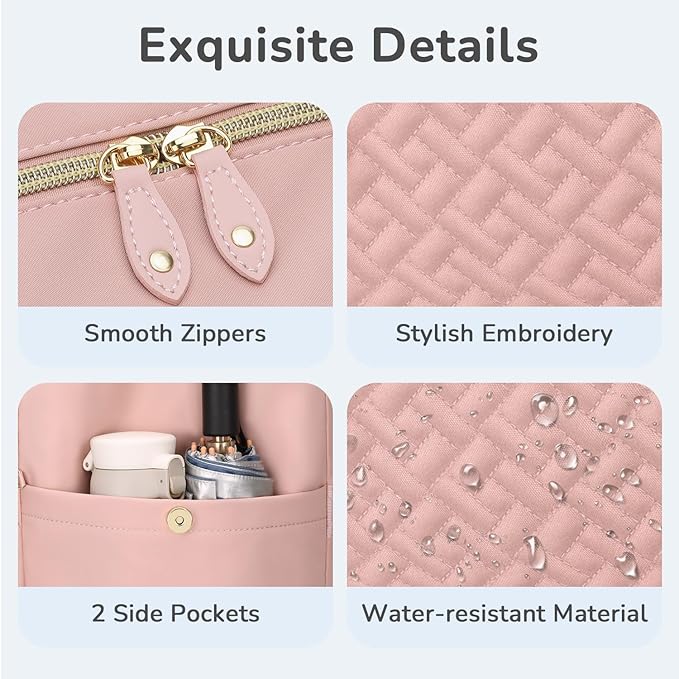 Tenot Diaper Bag Tote with Pacifier Case, Baby Bag for Women with Shoulder Straps, Travel Diaper Tote for for Mom and Dad Pink