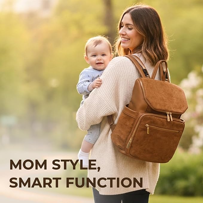 miss fong Diaper Bag Backpack - Large Diaper Bag Backpack Baby Backpack with 14 Pockets, Pañaleras Para Bebe with Waterproof Wet Pocket Luggage Sleeve for Mom Dad