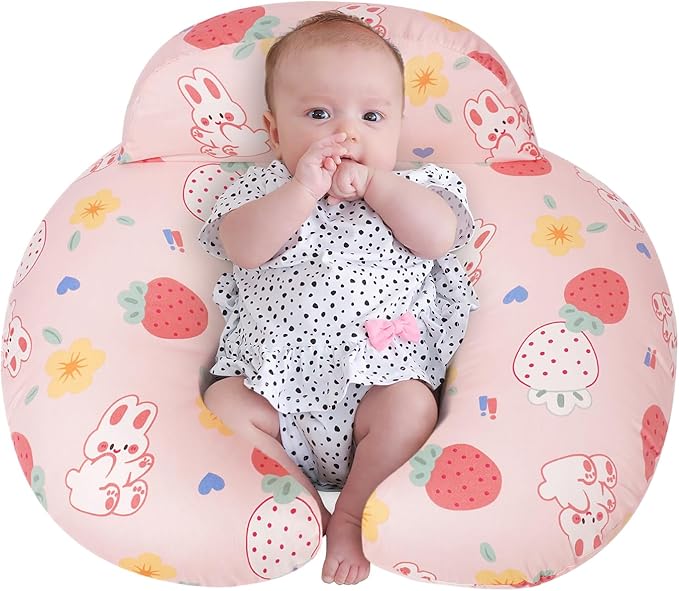 AMASKY Nursing Pillow for Breastfeeding, Animal Patterns Removable Cotton Cover, Machine Washable, Strawberry Pattern (Candy Pink), Pallet of Product