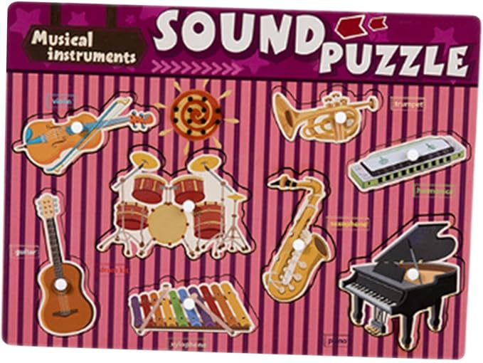 Wooden Peg Puzzle Children Puzzle for Kids Girls and Boys, Music