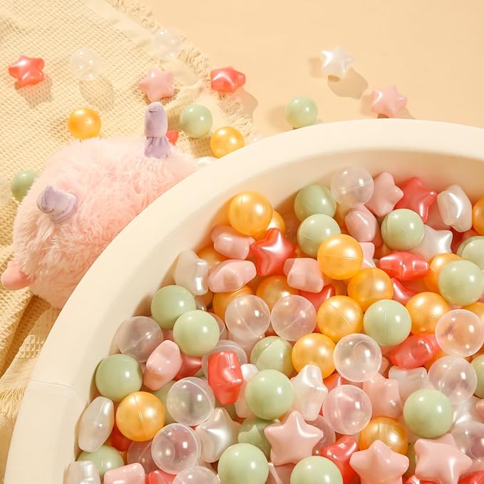 TRENDPLAY Star Ball Pit Balls 50 100 200 500 for Toddlers - Ball Pit Ball Shapes for Boys Girls Fun, Birthday Party, Christmas Decoration