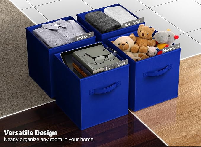 Sorbus Fabric Storage Cubes - 6 Foldable Storage Bins for Organizing Pantry, Cubbies, Toy Box - Clothes Storage & Closet Organizer - 13 Inch Collapsible Cube Baskets for Shelves with Handle