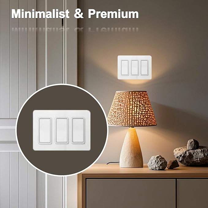 Wall Plates Screwless Design Outlet Covers Child Proof Safety Switch Plate Covers Easy Clean & Install Cover Plates Pack of 2 White