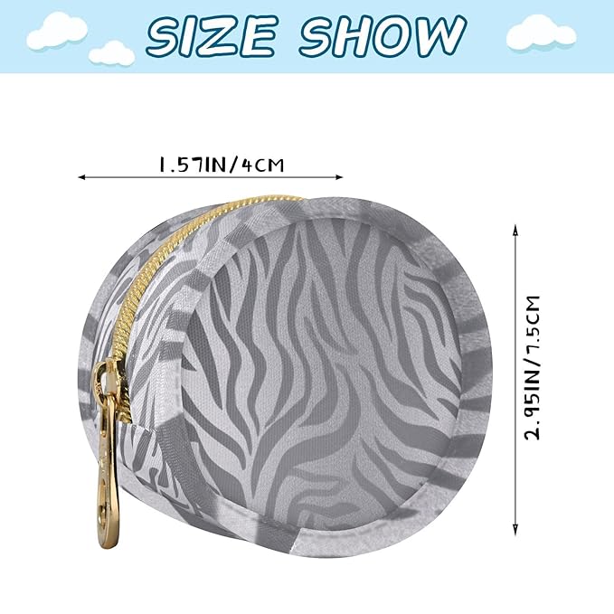 Pacifier Holder with Clip Pacifier Case for Diaper Bag Round Baby Pacifier Pouch Box Bag Portable Light Silvery Zebra Print
