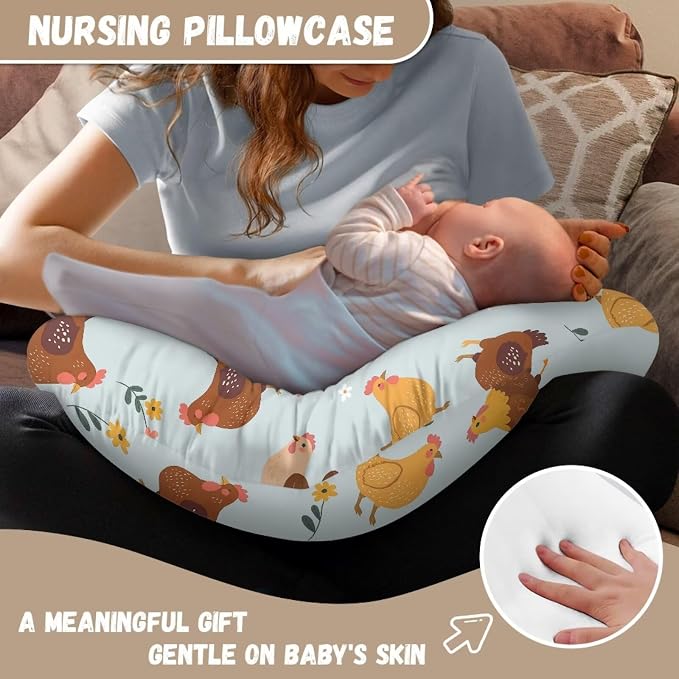 Cute Chicken Nursing Pillow Cover Ultra Soft Comfortable Newborn Nursing Pillow Case Washable and Easy to Clean