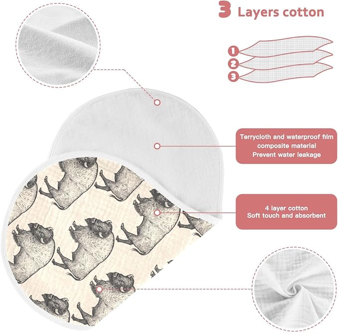 Muslin Burp Cloths for Baby Boys and Girls - 1-Pack Ultra Absorbent North America Bison Muslin Washcloths, Newborn Towel, Milk Spit Up Rags, Burp Cloth Bib for Unisex, 22 x 11 Inch