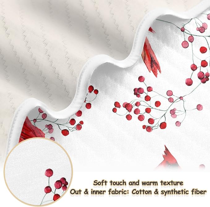 Ollabaky Cute Red Birds Baby Blanket for Boys Girls Cotton Throw Blanket Swaddle Blanket for Crib Stroller Nursery Receiving Blanket Infant Toddler Unisex 30"x40"