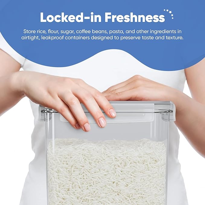 Chef's Path Extra Large Tall Airtight Food Storage Containers, Set of 4, Airtight Food Storage for Flour, Sugar, Rice, Includes Measuring Scoops, Pen, and Labels, 7qt, 220Oz, 6.5L, Transparent