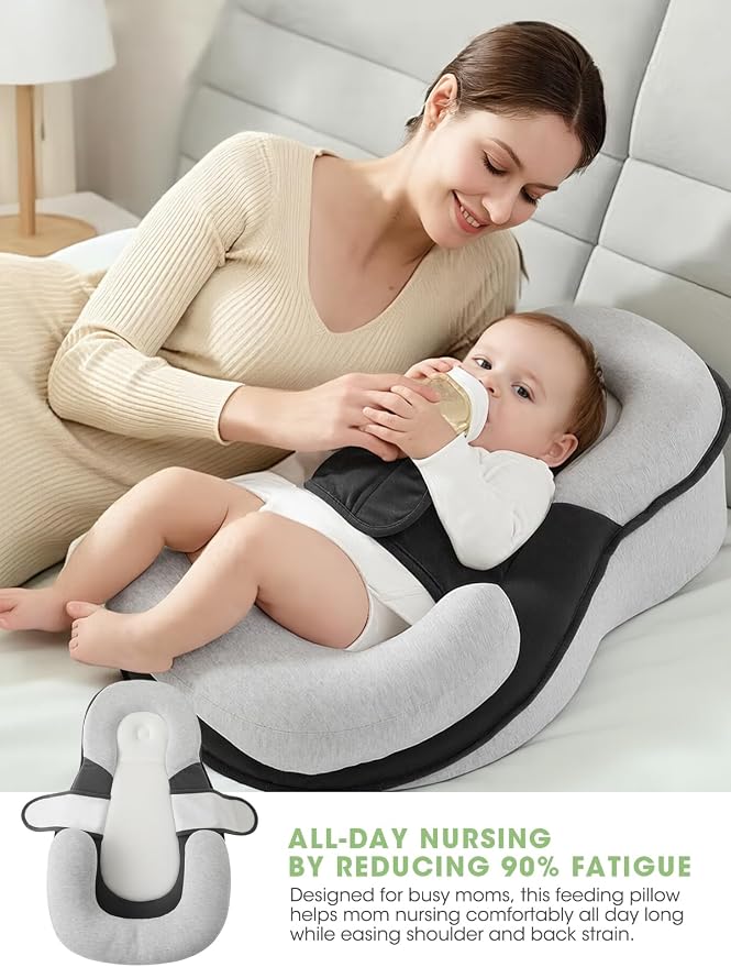 Baby Feeding Pillow, Baby Nursing Pillow and Breastfeeding Pillow for Mom: Wider Feeding Cushion with Detachable Layers, Ergonomic Nursing Pillow for Daily Feeding Support