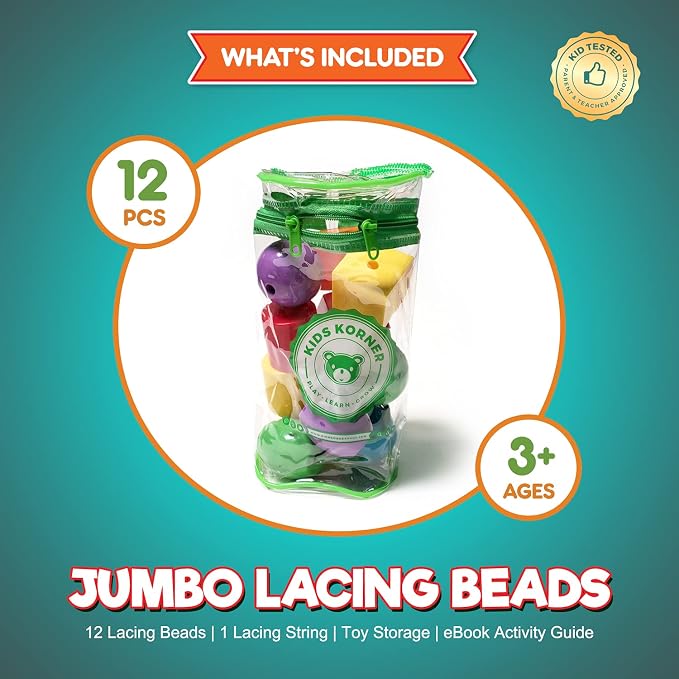 2-in-1 Beads & Bolts Set for Toddlers - Primary Lacing Bead Toy & Jumbo Nuts Fine Motor Skills Twisting Toys with Storage & Learning Activities eBook