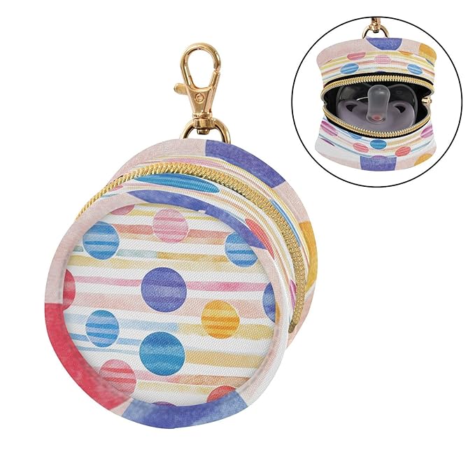 Pacifier Holder with Clip Pacifier Case for Diaper Bag Round Baby Pacifier Pouch Box Bag Portable Watercolor Circles Stripe Colors