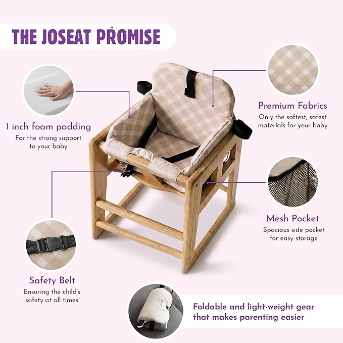 Shopping Cart Seat Cover for Baby, High Chair & Grocery Seat Protector, Padded Chair Covers for Restaurant Seats, Unisex Machine Washable Grocery Cart Liner & Swing Insert ??Beige Checkered