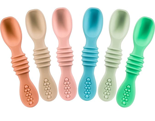 Baby Spoons, Baby Feeding Essentials, Baby Led Weaning Supplies, Baby Spoons Self Feeding 6 Months, Baby Utensils, Silicone Baby Feeding Set, Toddler Feeding Supplies, Silicone Baby Spoon BPA Free