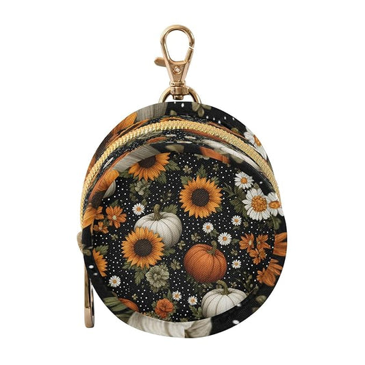 Pacifier Holder with Clip Pacifier Case for Diaper Bag Round Baby Pacifier Pouch Box Bag Portable Black Dotty Pumpkins Sunflowers Daisy