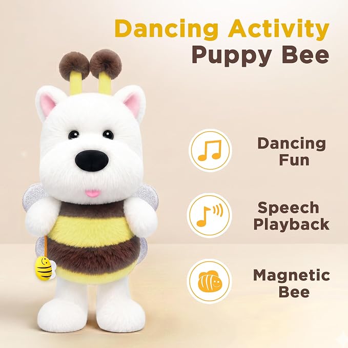iPlay, iLearn Baby Talking Dog Toy, Toddler Musical Plush Dancing Stuffed Animal, Interactive Electronic Singing & Repeat Tummy Time Toy, Birthday Gifts 12-18 Month Infant, 1 2 3 Year Old Kid Girl Boy