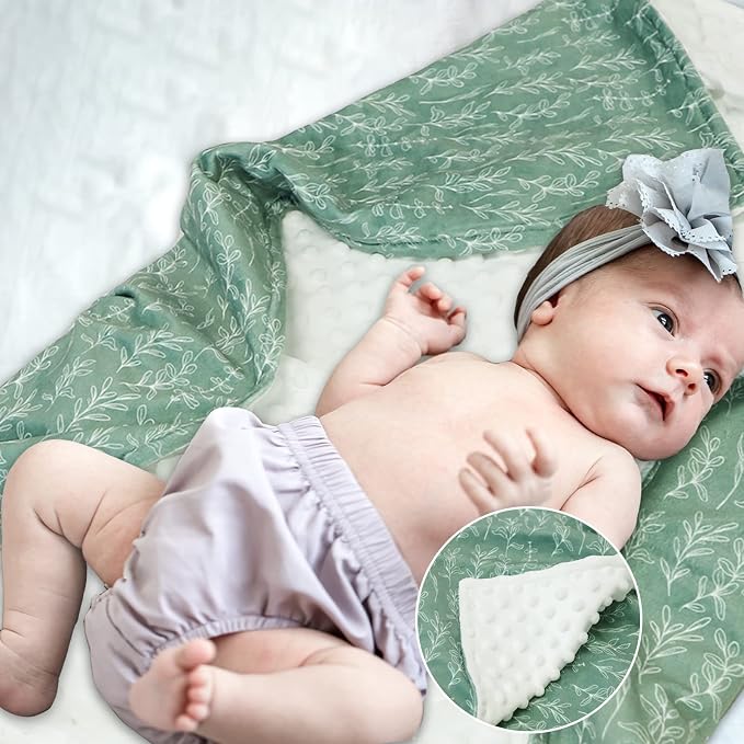 Green Sage Nursing Pillow Cover,Sage Minky Toddler Blanket for Boys Girls