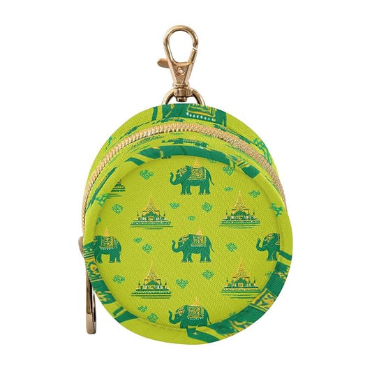 Pacifier Holder with Clip Pacifier Case for Diaper Bag Round Baby Pacifier Pouch Box Bag Portable Green Elephants Temples