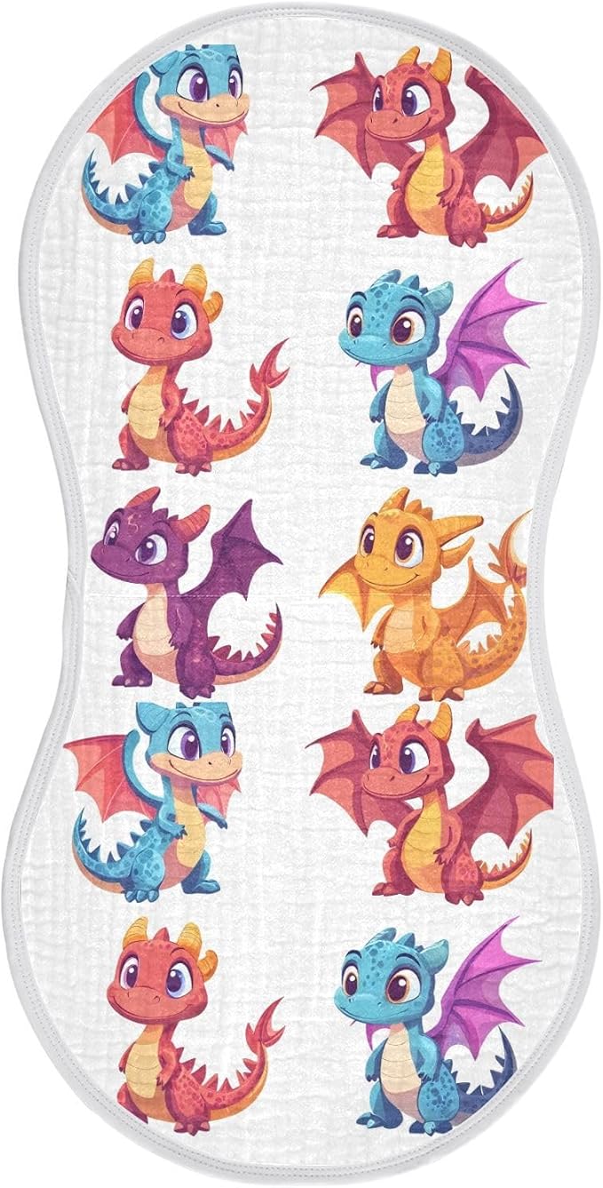 vvfelixl Cute Little Dragons Burp Cloths for Baby Boy Girls Baby Washcloths Burp Rags 1 Pack