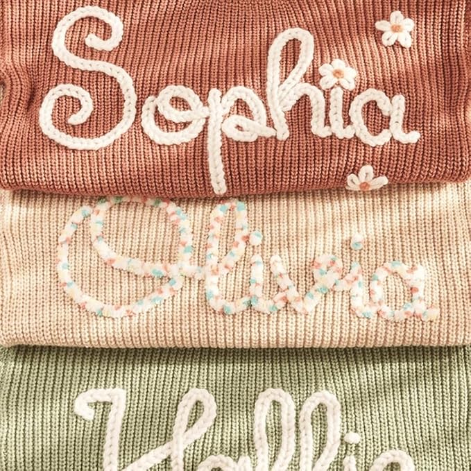Luxury Personalized Name Baby Blanket, Hand-Embroidered Name Baby Blanket, Soft Breathable Cotton Knit Kids Blankets, Newborn Kid Gift, New Mom Gifts, Newborn Kids Girl & Boy Gift 8